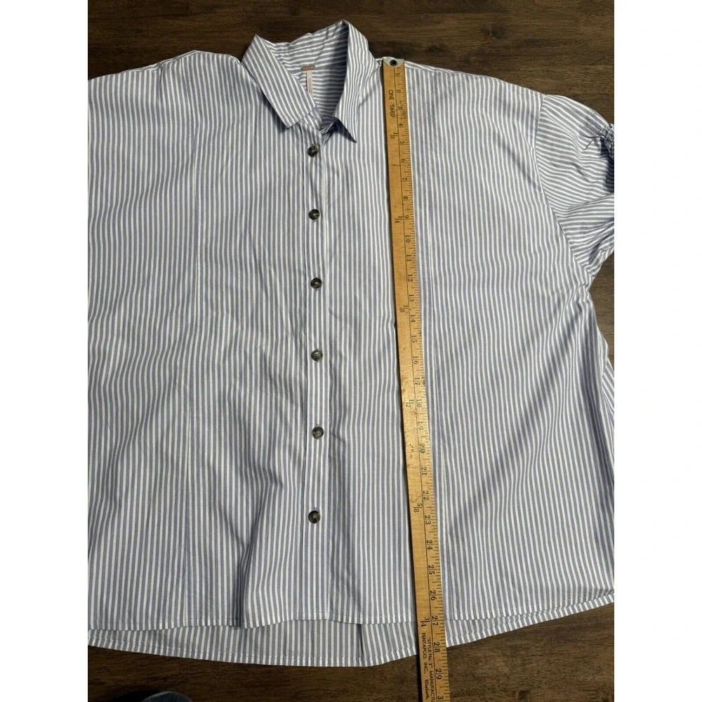Free People Womens Size‎ M Lilac Striped Oversized Rouched Button Blouse Shirt